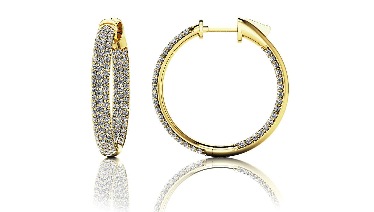 Triple Row Inside Out Diamond Earrings Small Lab-Grown Diamond  with 1.86 ct.(finished) 1.1mm - Image 2