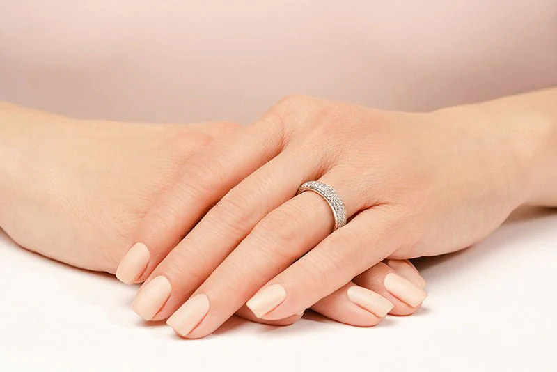 Triple Row Pave Diamond Eternity Band Lab-Grown Diamond  with 1.38 ct.(finished) 1.3mm - Image 3