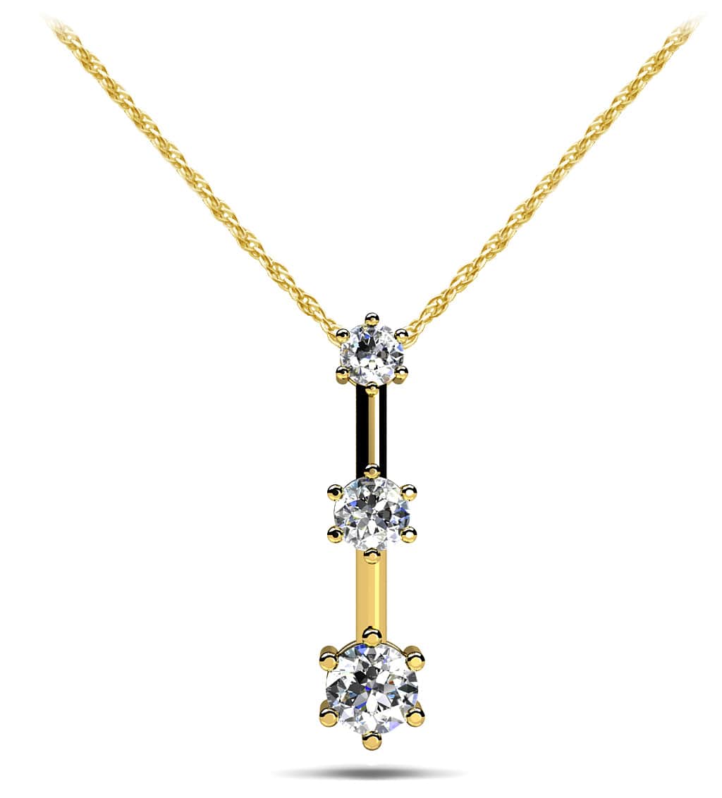 Triple Star 3 Stone Diamond Drop Pendant with 0.51 ct.(finished) 2.7mm, 3.4mm, 4.2mm - Image 2