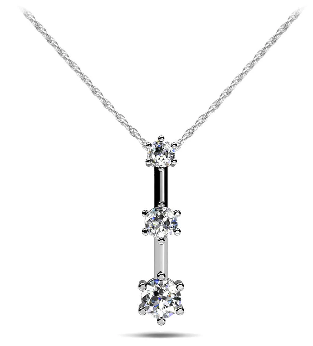 Triple Star 3 Stone Diamond Drop Lab-Grown Diamond Pendant with 0.51 ct.(finished) 2.7mm, 3.4mm, 4.2mm