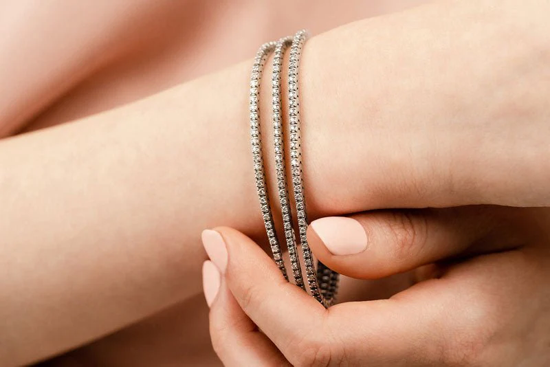 Triple Strand Flexible Diamond Tennis Diamond Bracelet with 16.56 ct.(finished) 3.2mm - Image 3