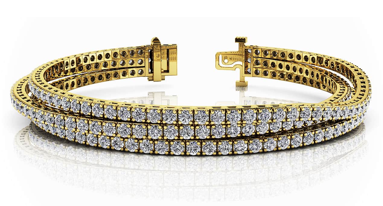 Triple Strand Flexible Diamond Tennis Diamond Bracelet with 3.65 ct.(finished) 1.5mm - Image 5