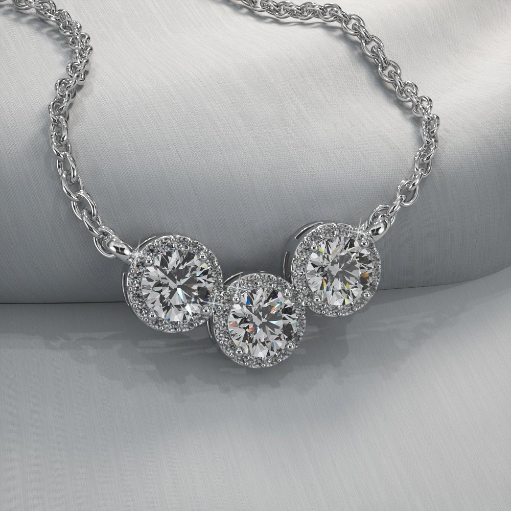 Triple V Shape Brilliance Diamond Necklace with 2.29 ct.(finished) 1.1mm, 5.5mm - Image 3