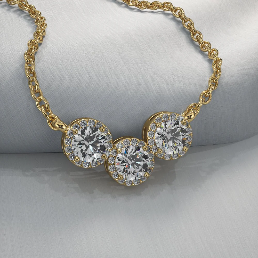 Triple V Shape Brilliance Diamond Necklace with 2.29 ct.(finished) 1.1mm, 5.5mm - Image 4