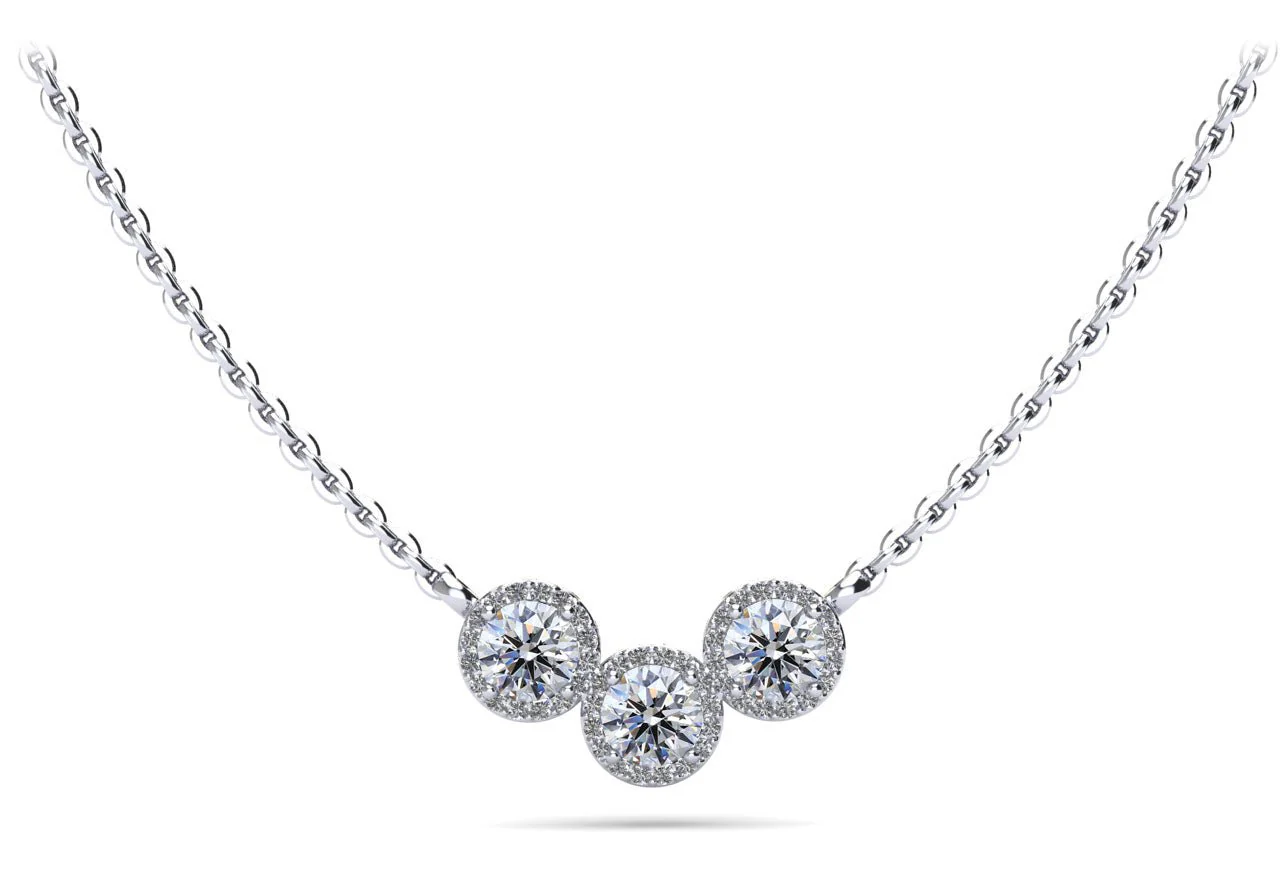 Triple V Shape Brilliance Diamond Necklace with 3.30 ct.(finished) 1mm, 6.5mm