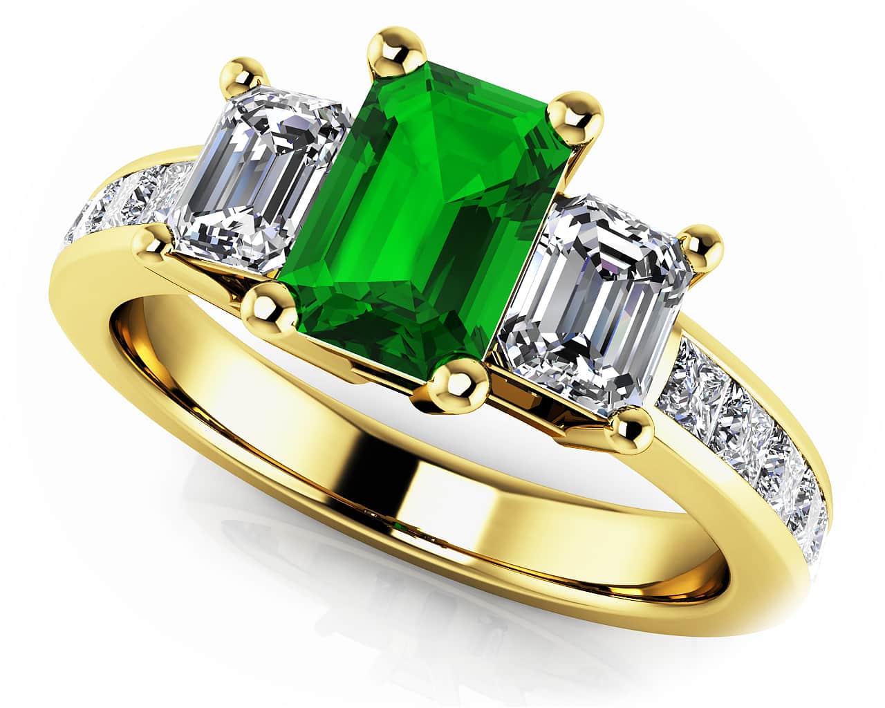 True Love Three Stone Diamond Ring with 1.52 ct.(finished) 4x3mm, 6x4mm, 1.75mm Sapphire - Image 2