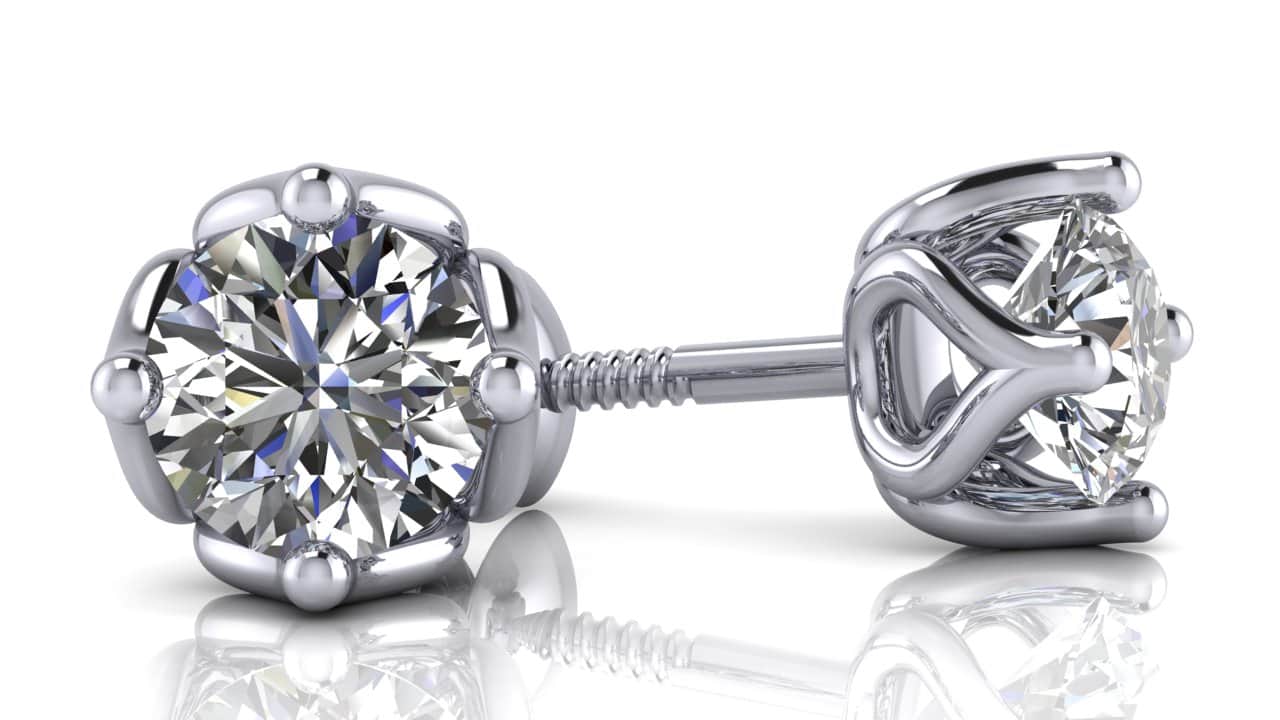 Tulip Diamond Stud Earrings with 0.50 ct.(finished) 4mm