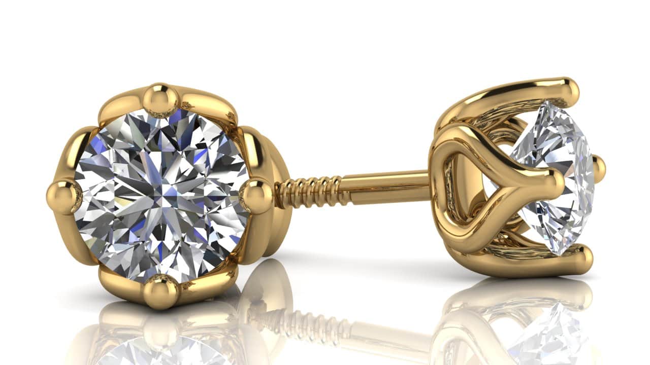 Tulip Diamond Stud Earrings with 0.50 ct.(finished) 4mm - Image 2
