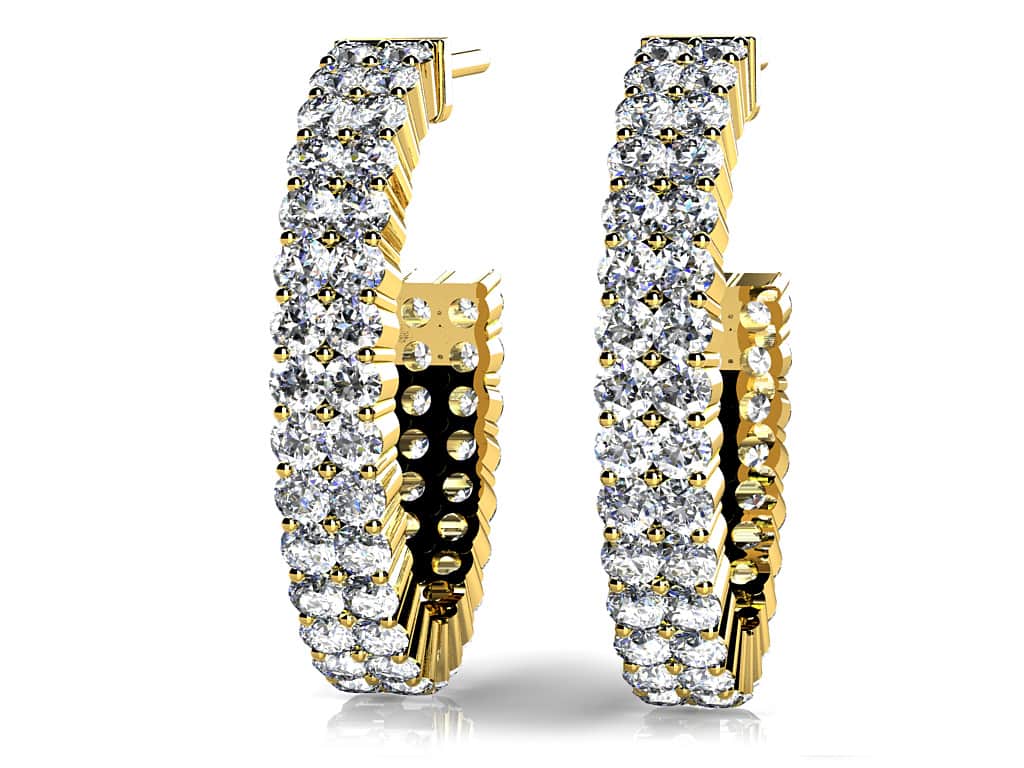 Two Row Diamond Open Hoop Earrings In Diamond  with 2.16 ct.(finished) 1.6mm - Image 2
