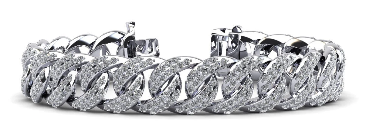 Two Rows Cuban Link Lab-Grown Diamond Bracelet with 5.92 ct.(finished) 1.3mm