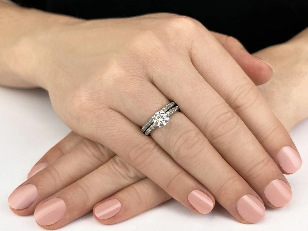 Two Rows Of Diamonds Bridal Set Diamond  with 1.74 ct. (1.25 ct. center diamond) - Image 3