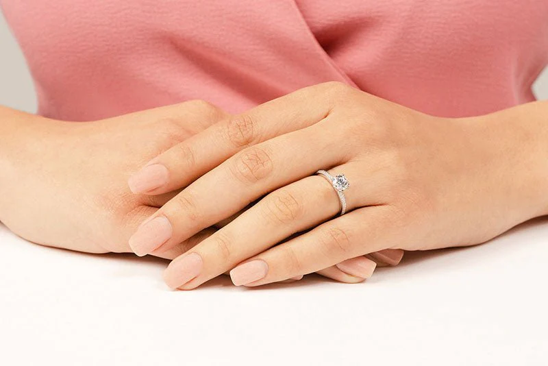 Two Rows Of Diamonds Diamond Engagement Ring with 0.97 ct. (0.75 ct. center diamond) - Image 4