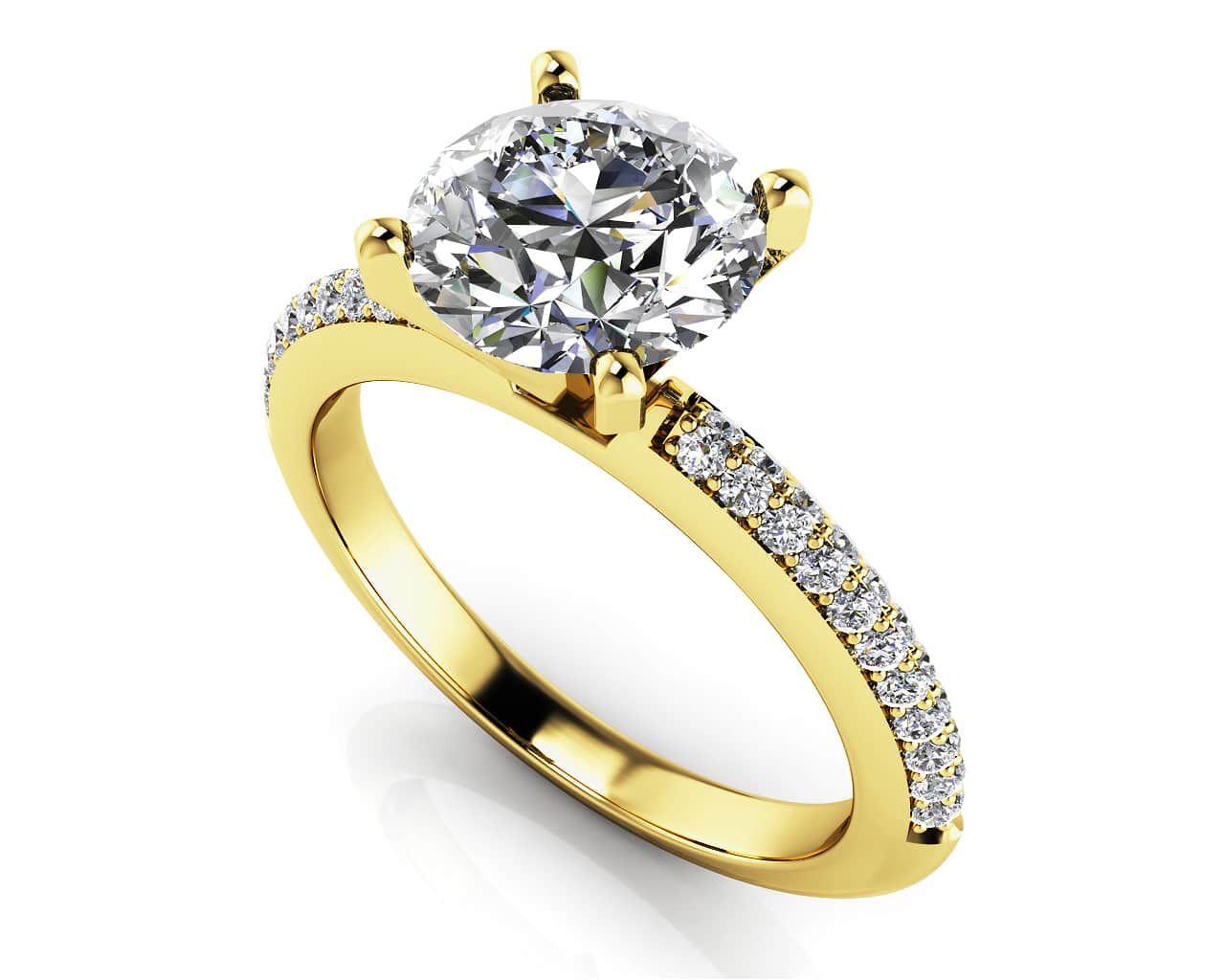 Two Rows Of Diamonds Diamond Engagement Ring with 1.47 ct. (1.25 ct. center diamond) - Image 2