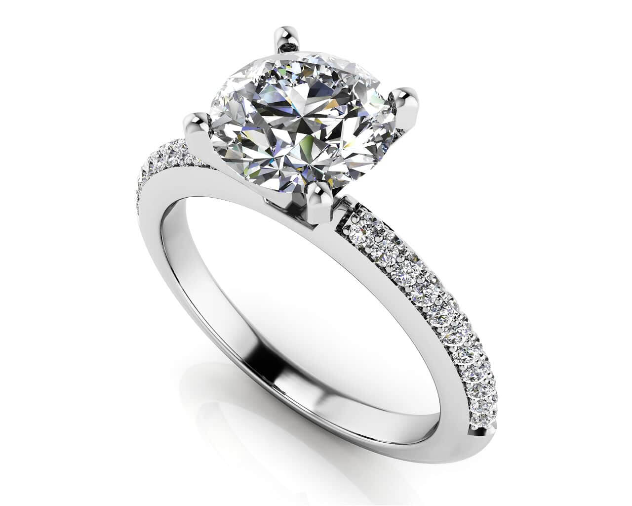 Two Rows Of Diamonds Lab-Grown Diamond Engagement Ring with 1.47 ct. (1.25 ct. center diamond)