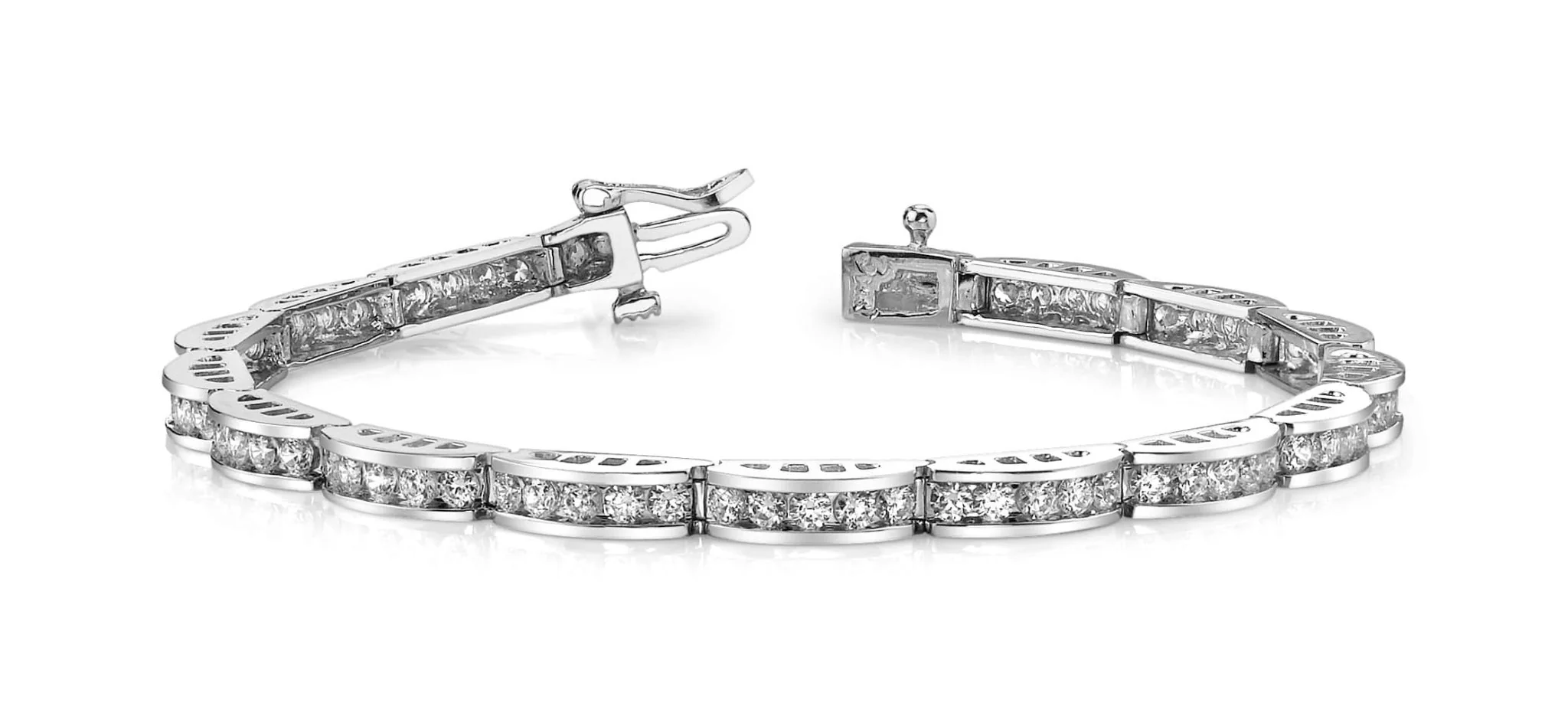 Two Tone Channel Link Diamond Bracelet with 2.96 ct.(finished) 2.2mm - Image 4