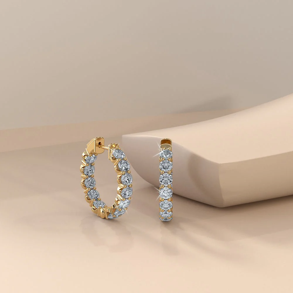 U Shape Cup Diamond Hoop Earrings with 2.24 ct.(finished) 2.6mm - Image 4