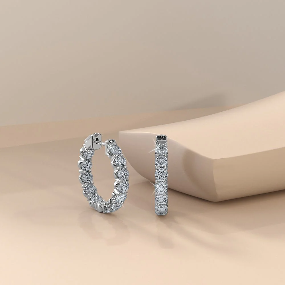 U Shape Cup Diamond Hoop Earrings with 4.56 ct.(finished) 3.7mm - Image 3
