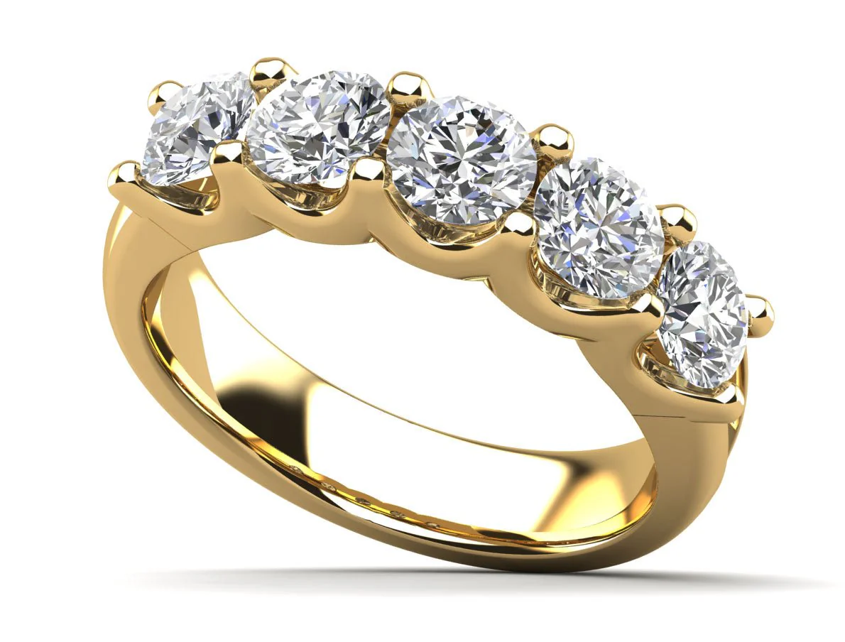 U Shape Five Stone Lab-Grown Diamond Anniversary Ring with 1.00 ct.(finished) 3.75mm - Image 2