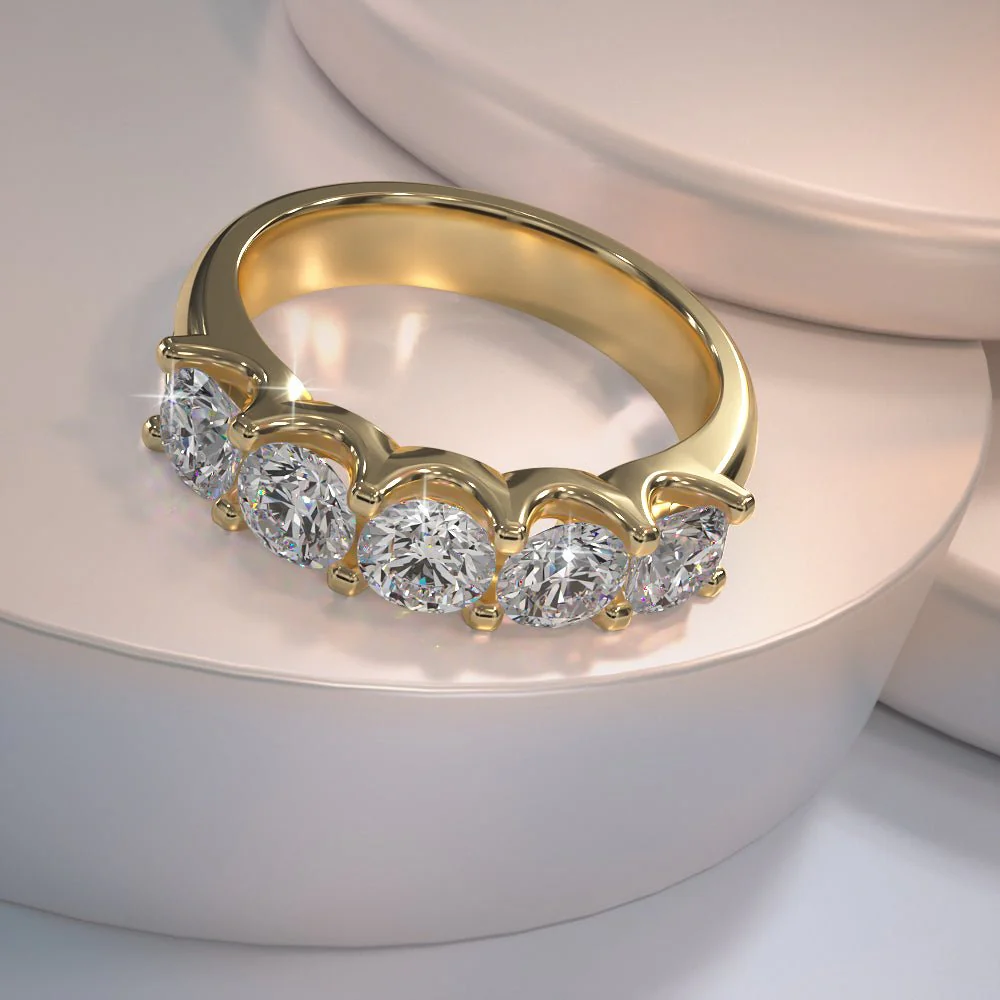 U Shape Five Stone Lab-Grown Diamond Anniversary Ring with 1.25 ct.(finished) 4mm - Image 4