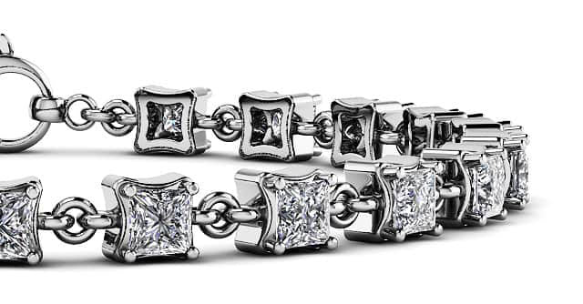 Unique Princess Cut Diamond Link Tennis Diamond Bracelet with 1.40 ct.(finished) 2mm