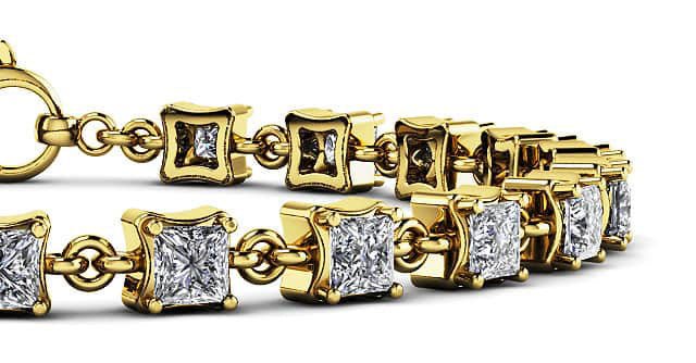 Unique Princess Cut Diamond Link Tennis Diamond Bracelet with 1.40 ct.(finished) 2mm - Image 2