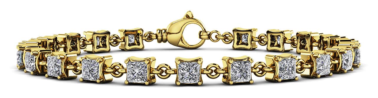 Unique Princess Cut Diamond Link Tennis Diamond Bracelet with 1.40 ct.(finished) 2mm - Image 6