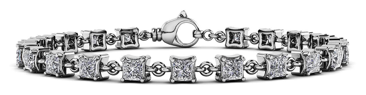 Unique Princess Cut Diamond Link Tennis Diamond Bracelet with 2.26 ct.(finished) 2.5mm - Image 5