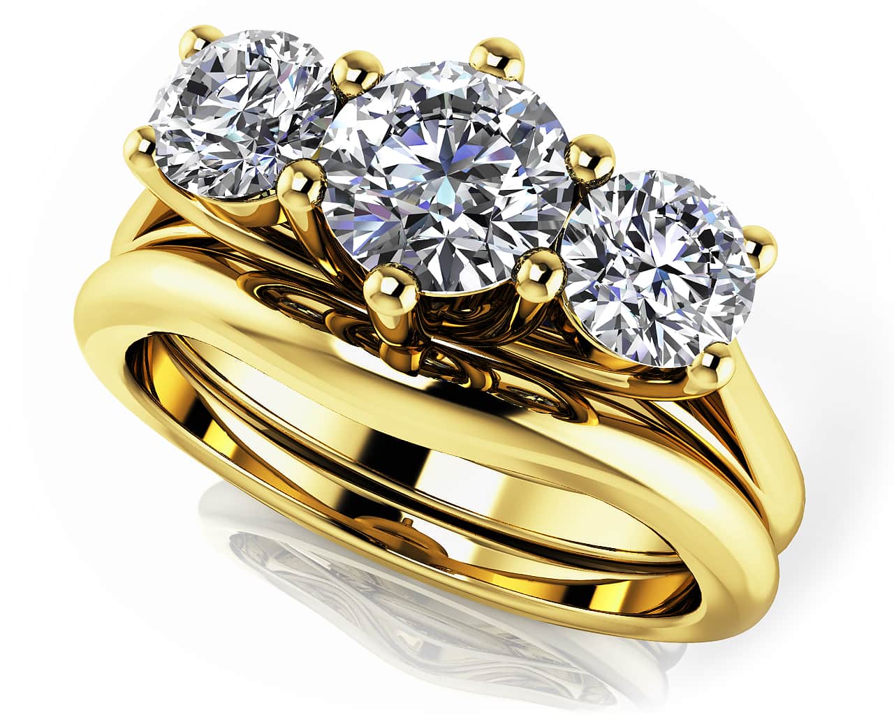 Uniquely Yours Three Stone Bridal Set Diamond  with 1.00 ct. (0.50 ct. center diamond) - Image 2