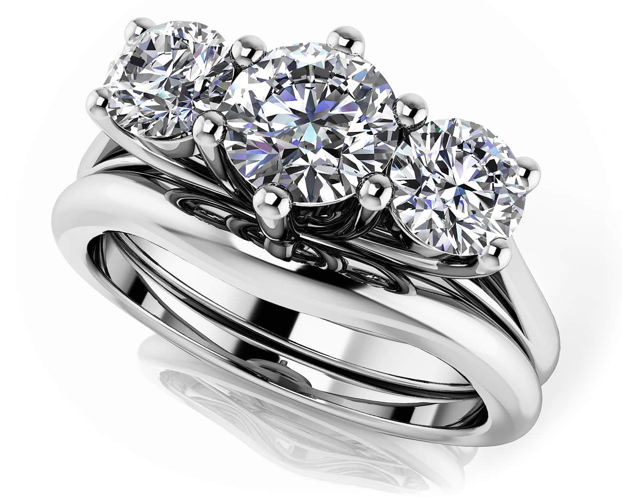 Uniquely Yours Three Stone Lab-Grown Diamond Bridal Set with 1.00 ct. (0.50 ct. center diamond)