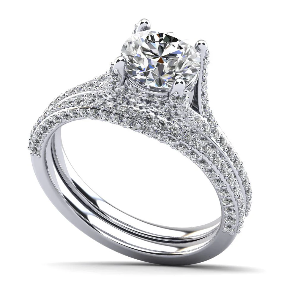 Vintage Crown Diamond Bridal Set Diamond with 1.93 ct. (1.00 ct. center diamond)