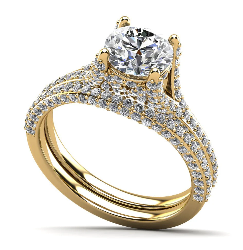 Vintage Crown Diamond Bridal Set Diamond with 1.93 ct. (1.00 ct. center diamond) - Image 2