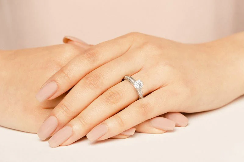 Vintage Look Side Stone Lab-Grown Diamond Engagement Ring with 1.50 ct. (1.25 ct. center diamond) - Image 3