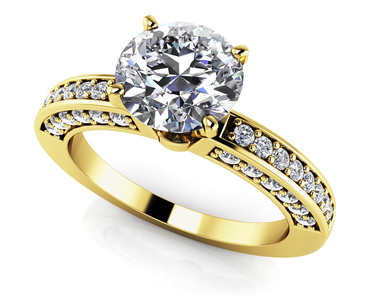 Vintage Look Side Stone Lab-Grown Diamond Engagement Ring with 1.75 ct. (1.50 ct. center diamond) - Image 2