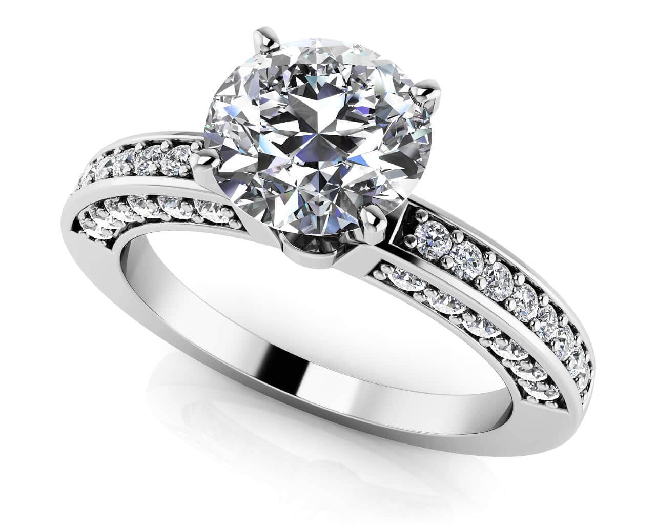 Vintage Look Side Stone Lab-Grown Diamond Engagement Ring with 2.25 ct. (2.00 ct. center diamond)