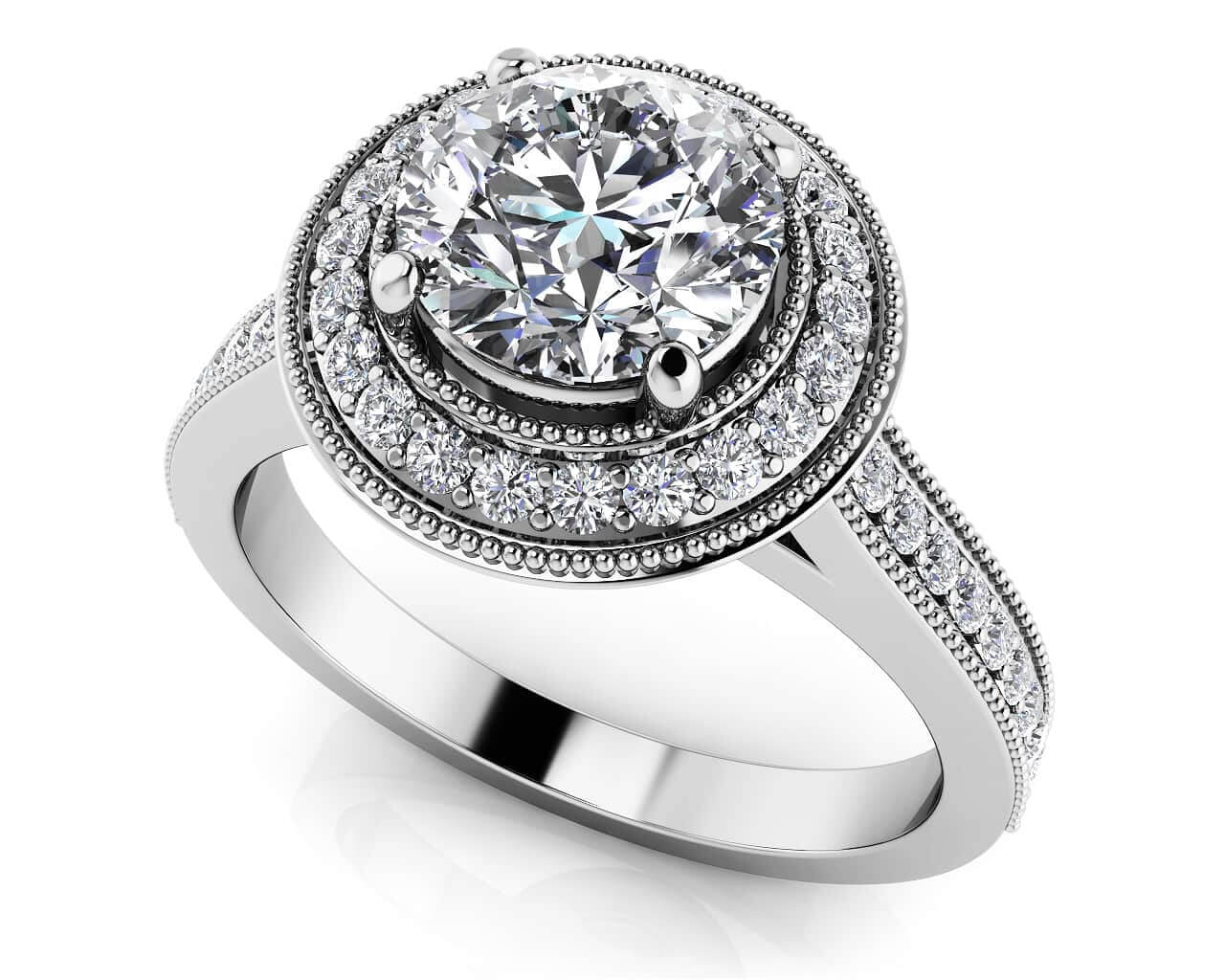 Vintage Luxe Lab-Grown Diamond Engagement Ring with 1.03 ct. (0.75 ct. center diamond)