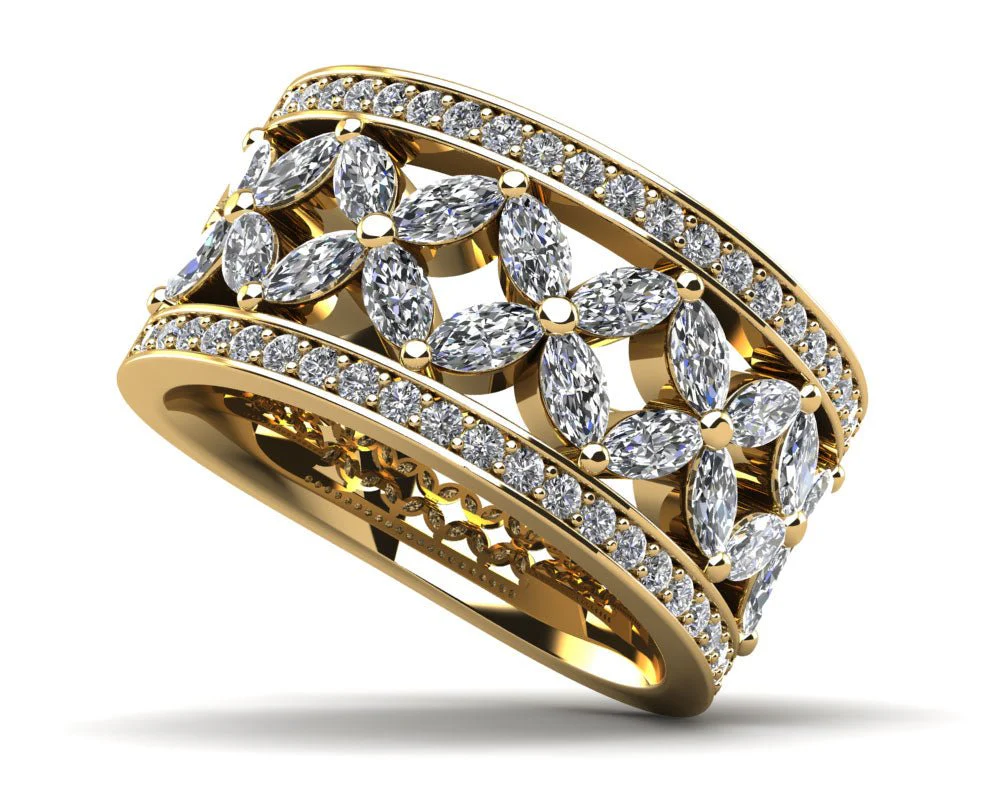 Vintage Marquise Lab-Grown Diamond Anniversary Ring with 1.82 ct.(finished) 3.5x2mm, 1.3mm - Image 2