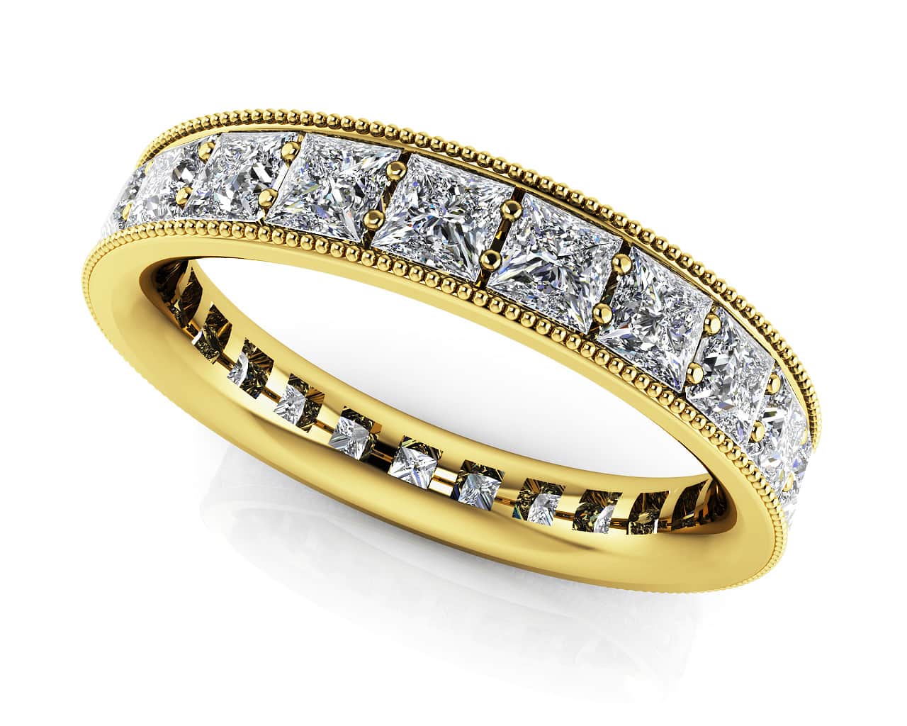 Vintage Princess Cut Diamond Eternity Lab-Grown Diamond Ring with 2.09 ct.(finished) 2.5mm - Image 2