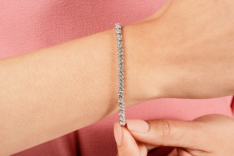 Wavy Hood Link Diamond  Tennis Bracelet with 8.02 ct.(finished) 4.4mm - Image 4