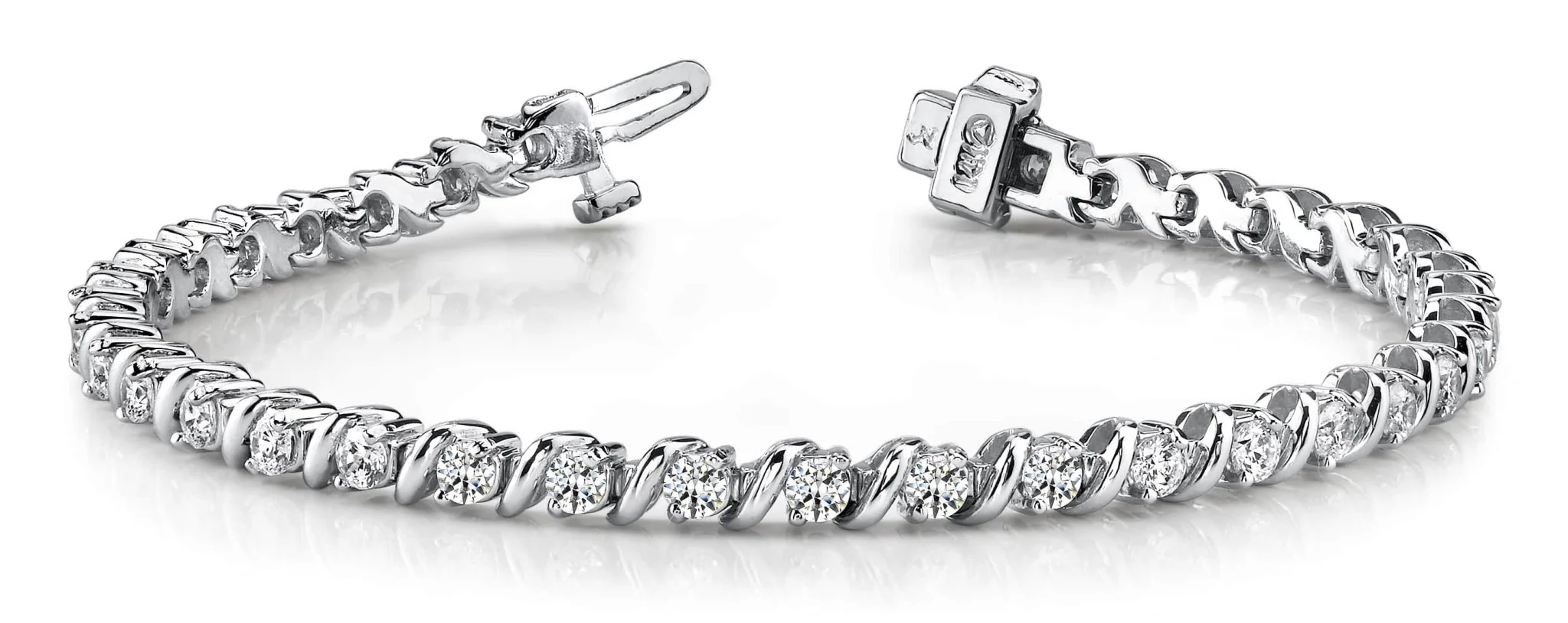 Wavy Hood Link Lab-Grown Diamond Tennis Bracelet with 0.96 ct.(finished) 1.75mm - Image 5
