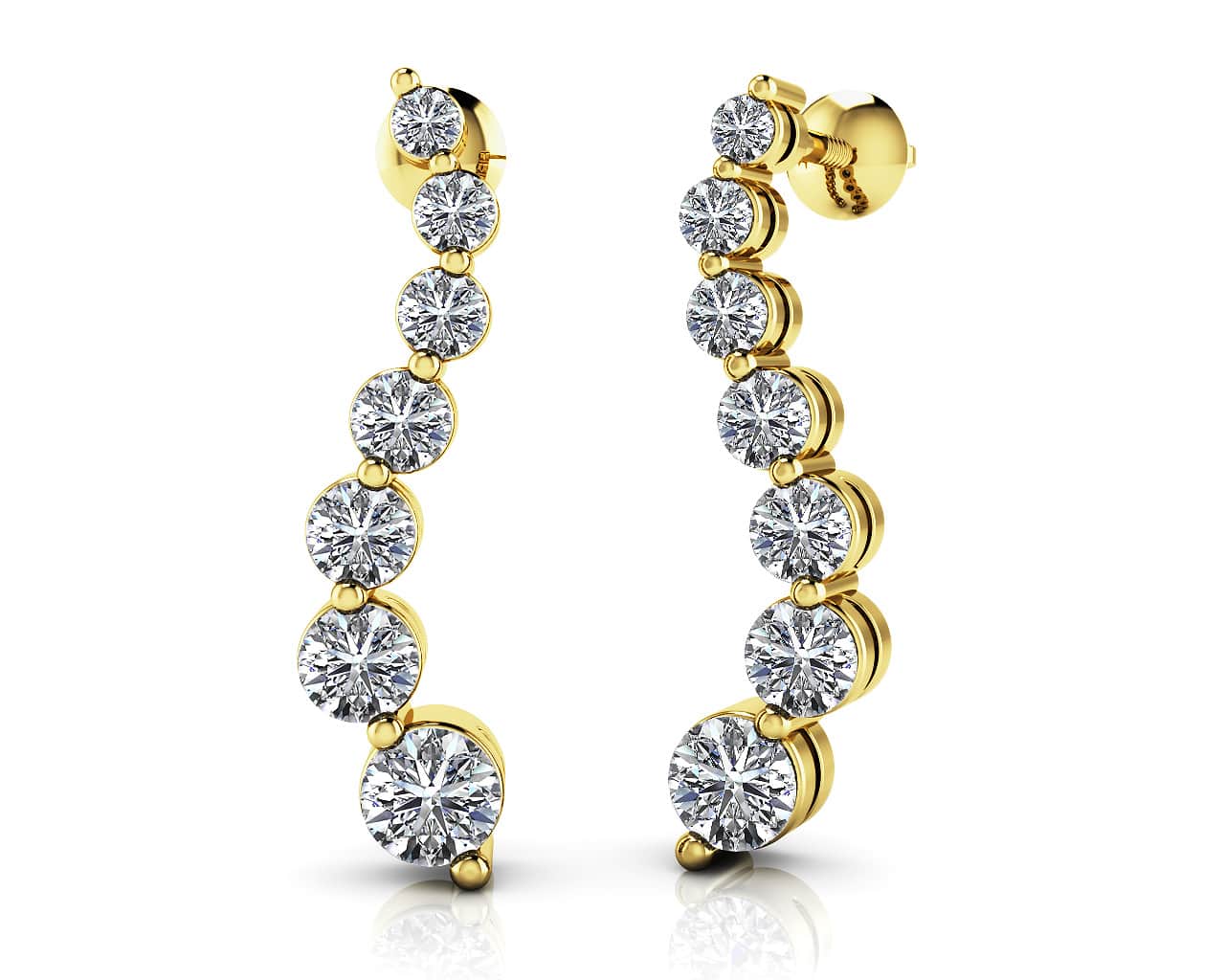 Wavy Journey Round Link Diamond Earrings with 1.63 ct.(finished) - Image 2