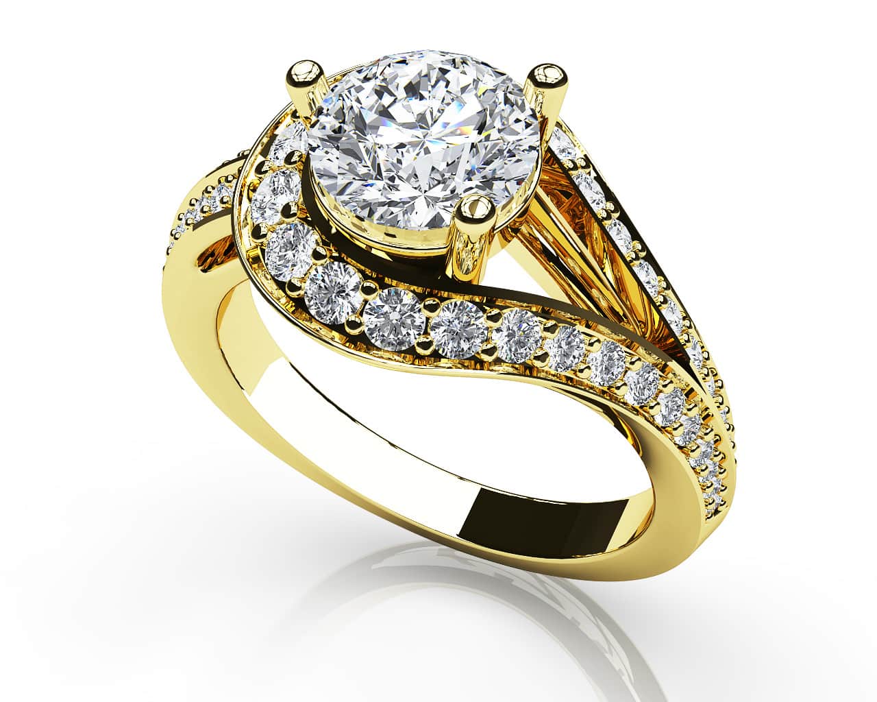 Whirl Wind Romance Twist Shank Diamond Engagement Ring with 2.57 ct. (2.00 ct. center diamond) - Image 2