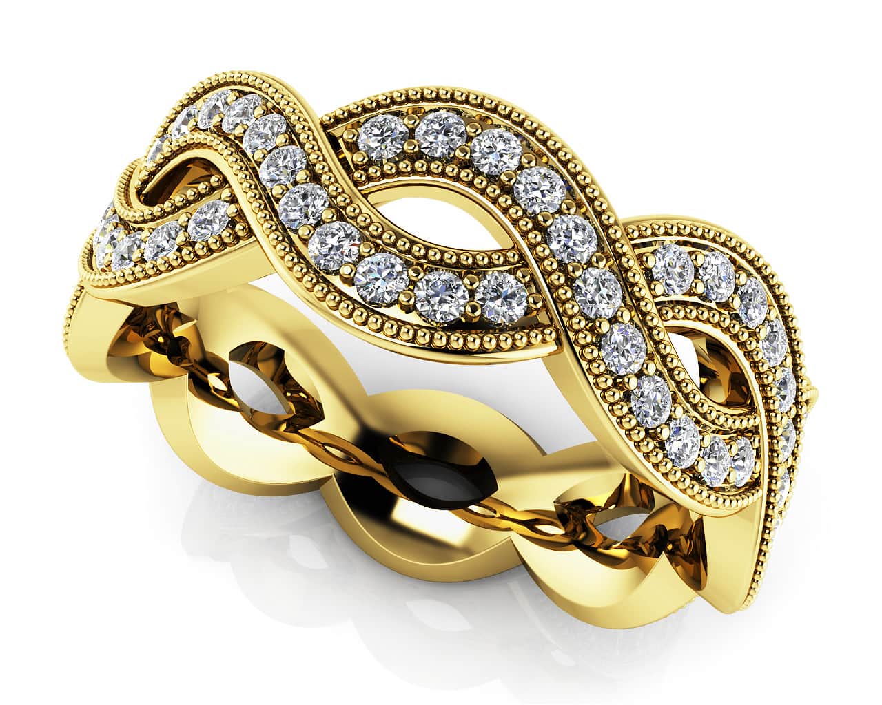Woven Band Diamond Lab-Grown Diamond Eternity Ring with 0.70 ct.(finished) 1.2mm - Image 2