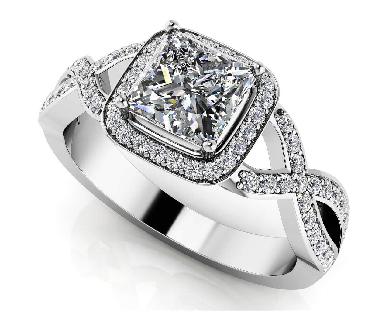 Woven Band Princess Diamond Engagement Ring with 1.83 ct. (1.50 ct. center diamond)