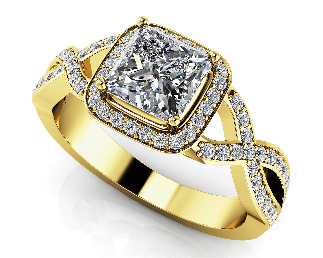 Woven Band Princess Diamond Engagement Ring with 2.35 ct. (2.00 ct. center diamond) - Image 2