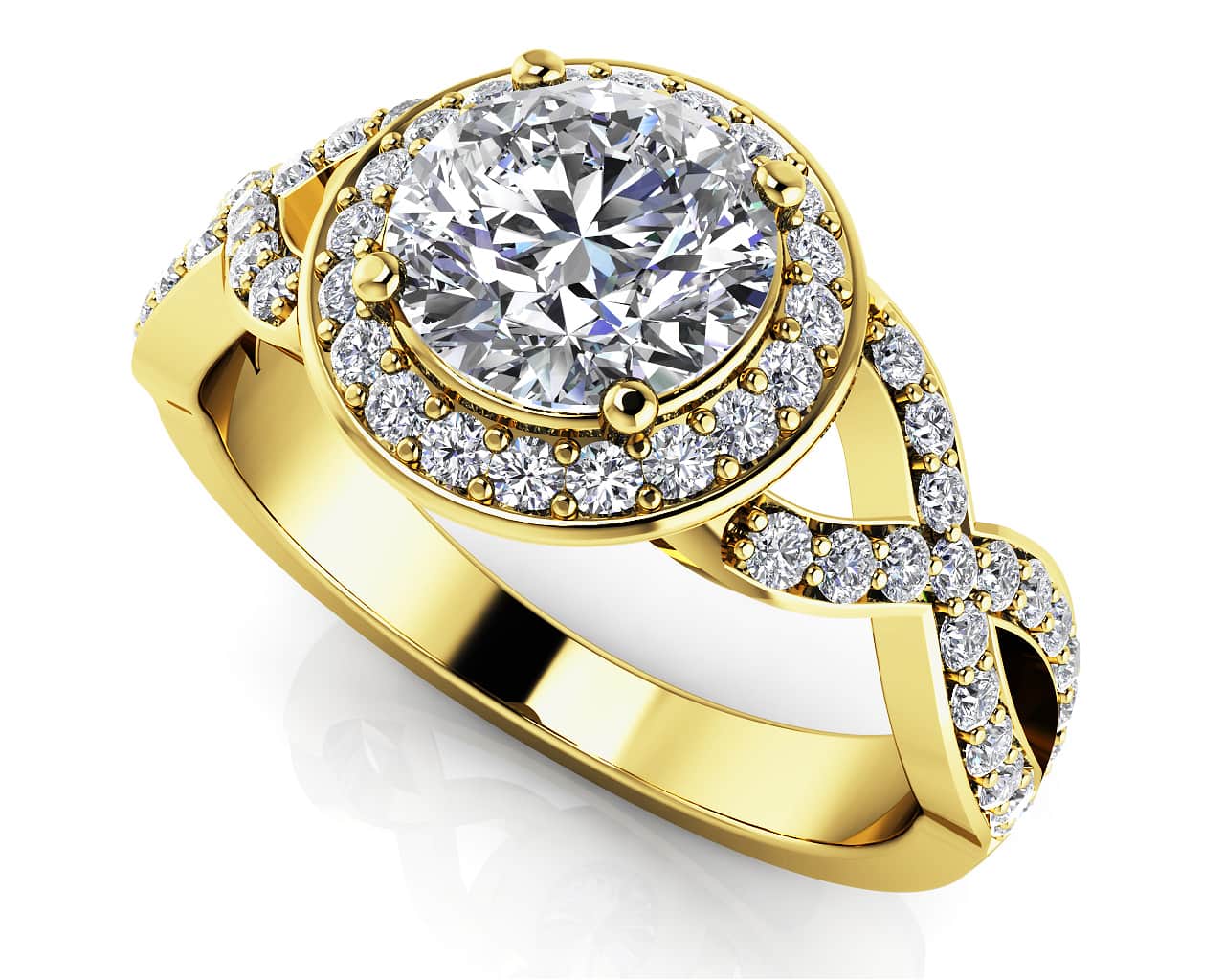 Woven Diamond Engagement Ring with 1.88 ct. (1.50 ct. center diamond) - Image 2